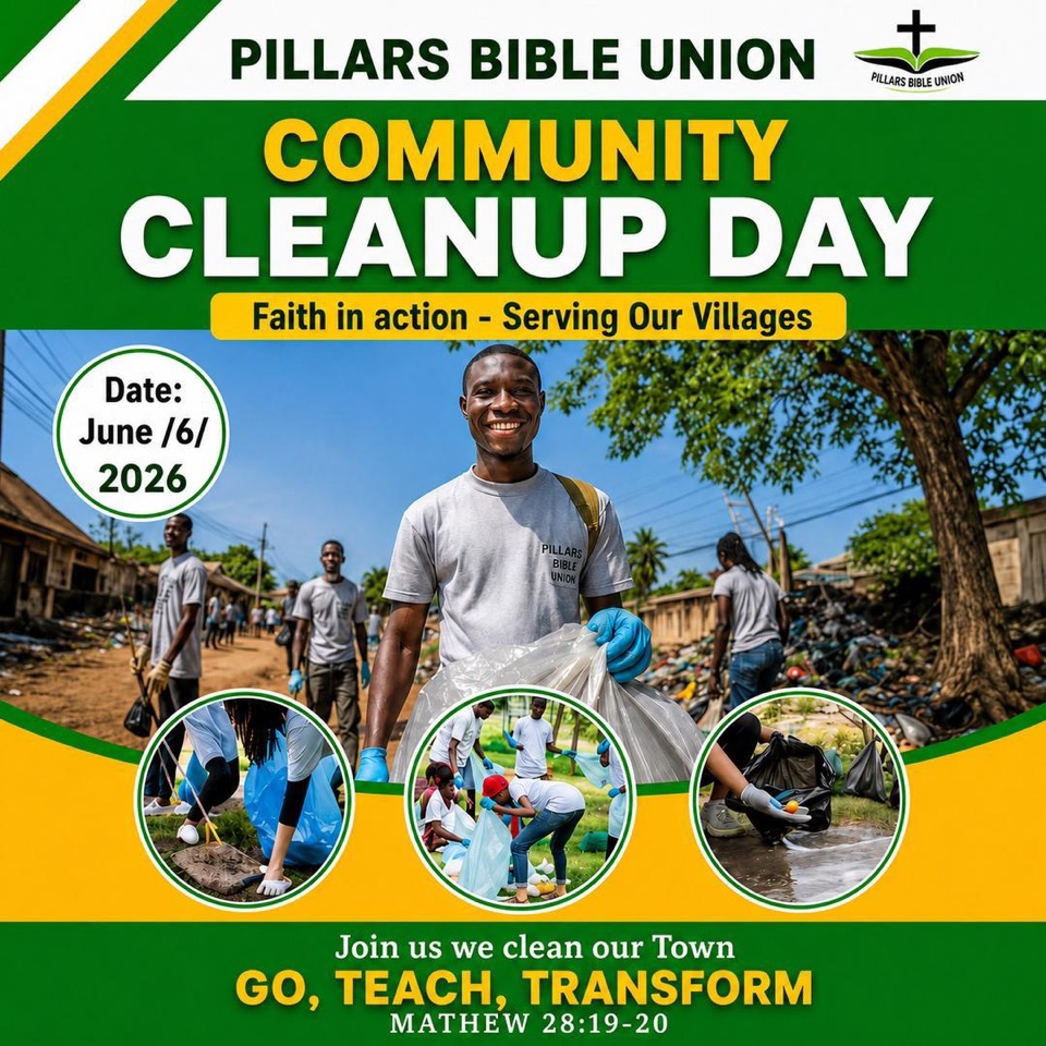 Pillars Bible Union Community Cleanup Day poster