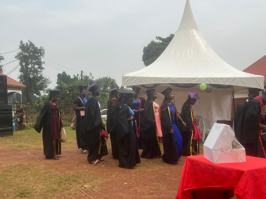 Vocational graduates moving in procession outdoors